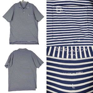 B Draddy Shirt Striped Blue White Golf Short Sleeve Polo Mens Size Large L